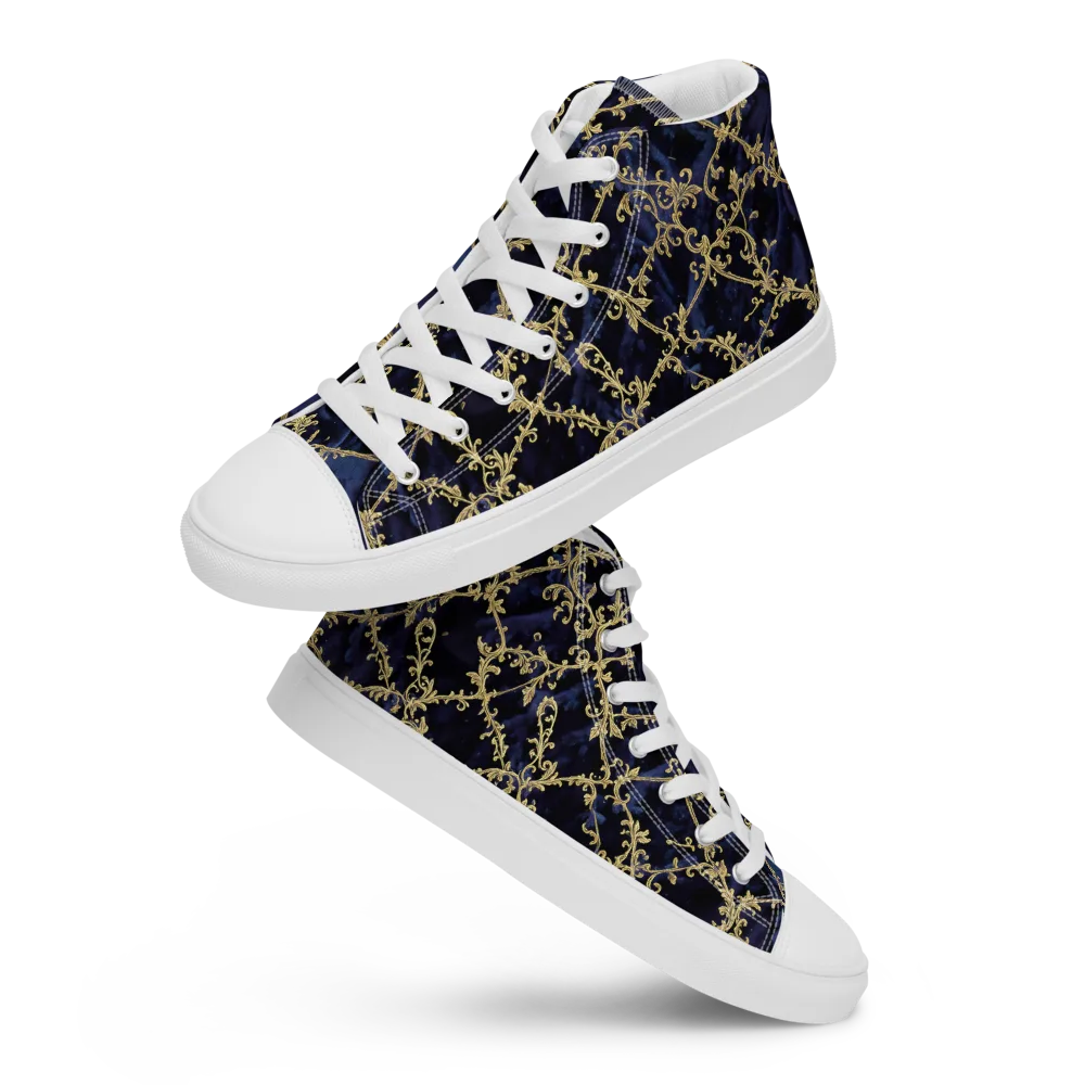 Midnight Filigree on Women's High Top Canvas Shoes — Front