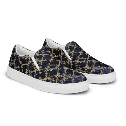 Midnight Filigree on a Men's Slip-On Canvas Shoes