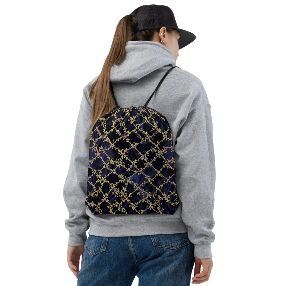 Midnight Filigree on Drawstring Bag — Front