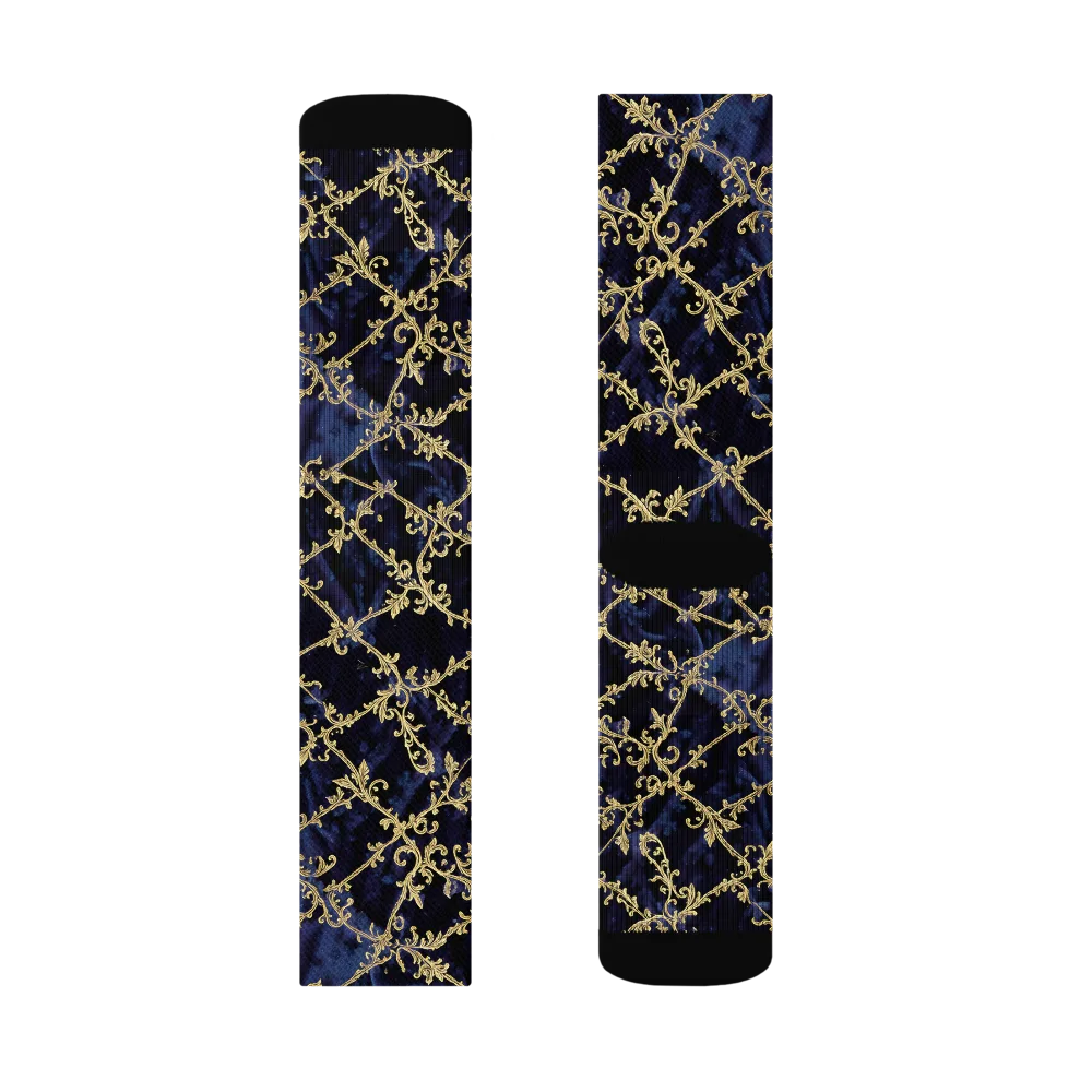 Midnight Filigree on Socks — Left Sock