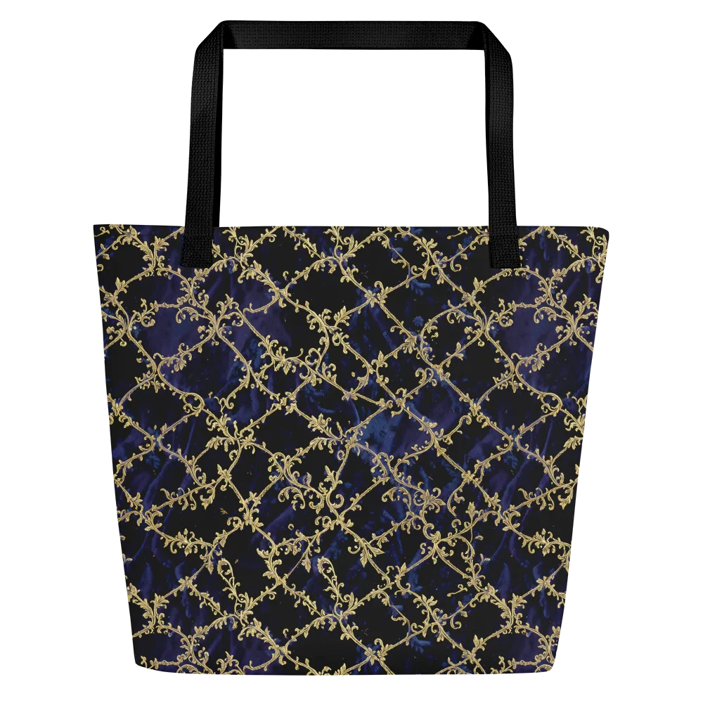 Midnight Filigree on Large Tote Bag W/ Pocket — Front