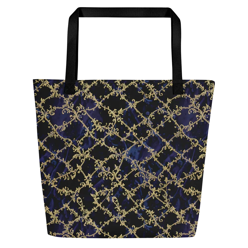 Midnight Filigree on Large Tote Bag W/ Pocket — Front