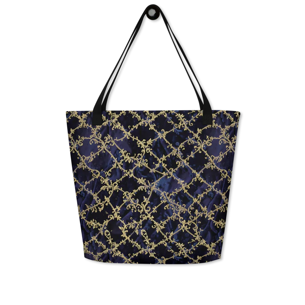 Midnight Filigree on Large Tote Bag W/ Pocket — Front