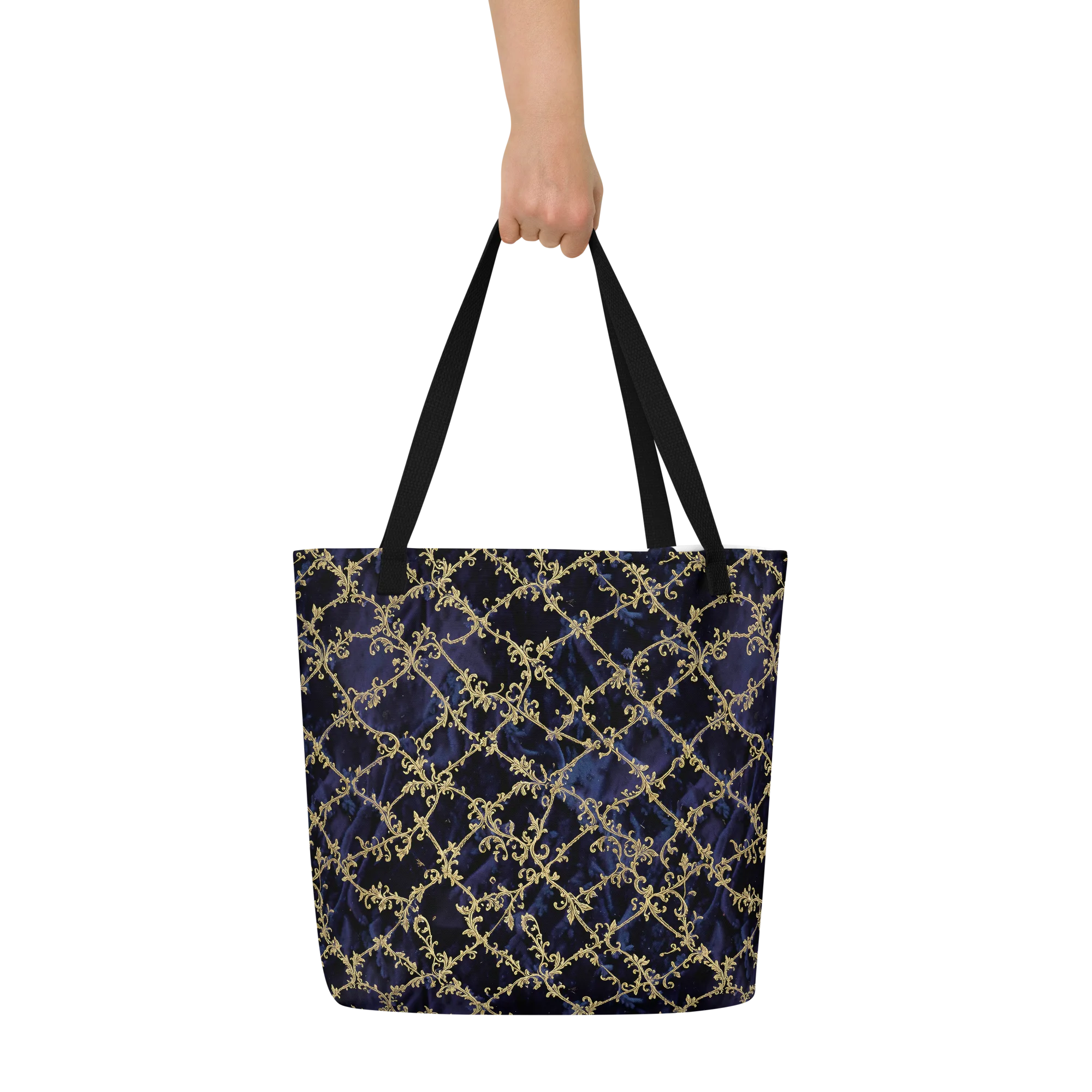 Midnight Filigree on Large Tote Bag W/ Pocket — Front