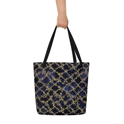 Midnight Filigree on a Large Tote Bag W/ Pocket
