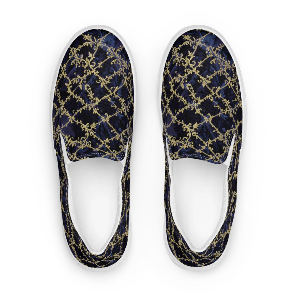 Midnight Filigree on Women's Slip-On Canvas Shoes — Front