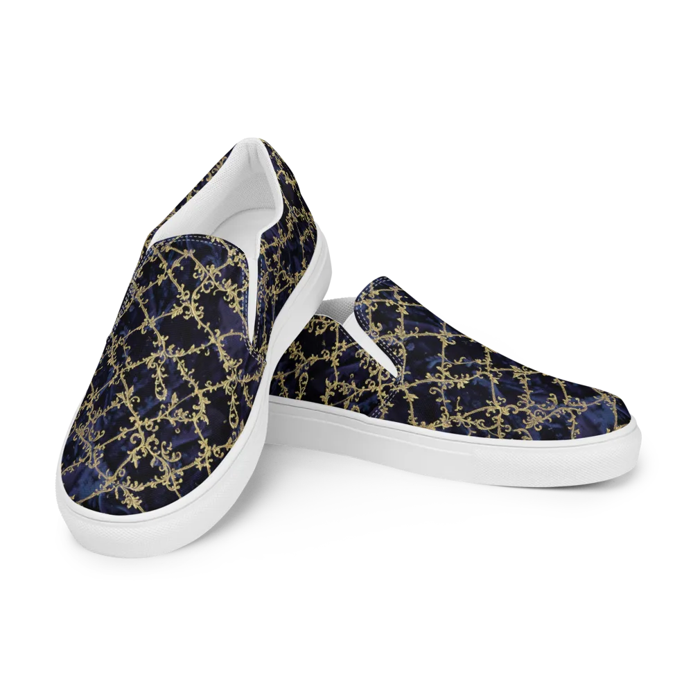 Midnight Filigree on Women's Slip-On Canvas Shoes — Left Front