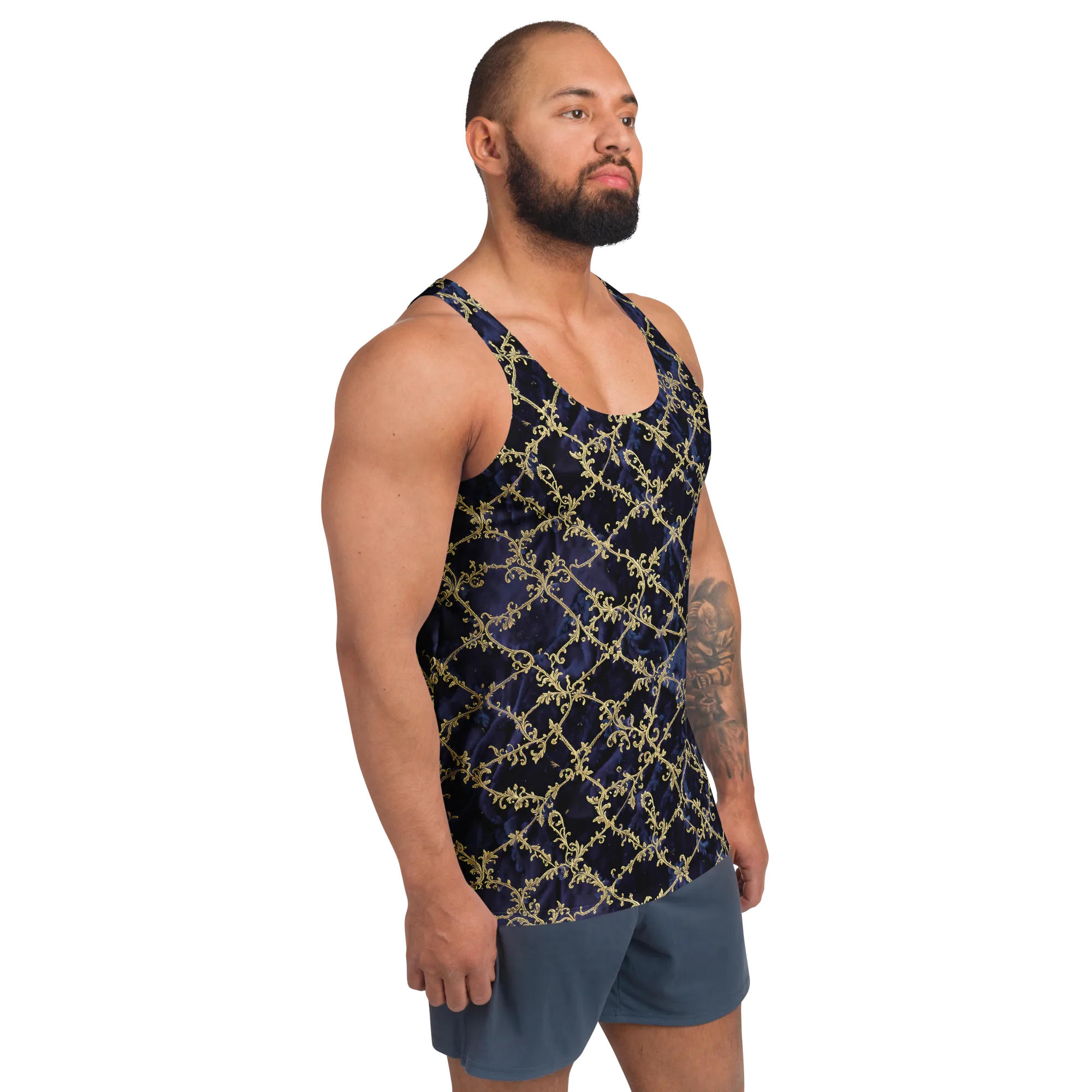 Midnight Filigree on Men's Tank Top — Right Front