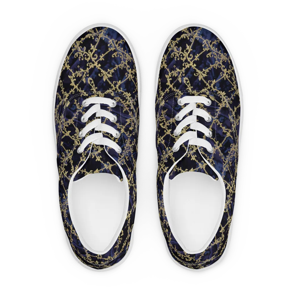 Midnight Filigree on Men's Lace-Up Canvas Shoes — Front