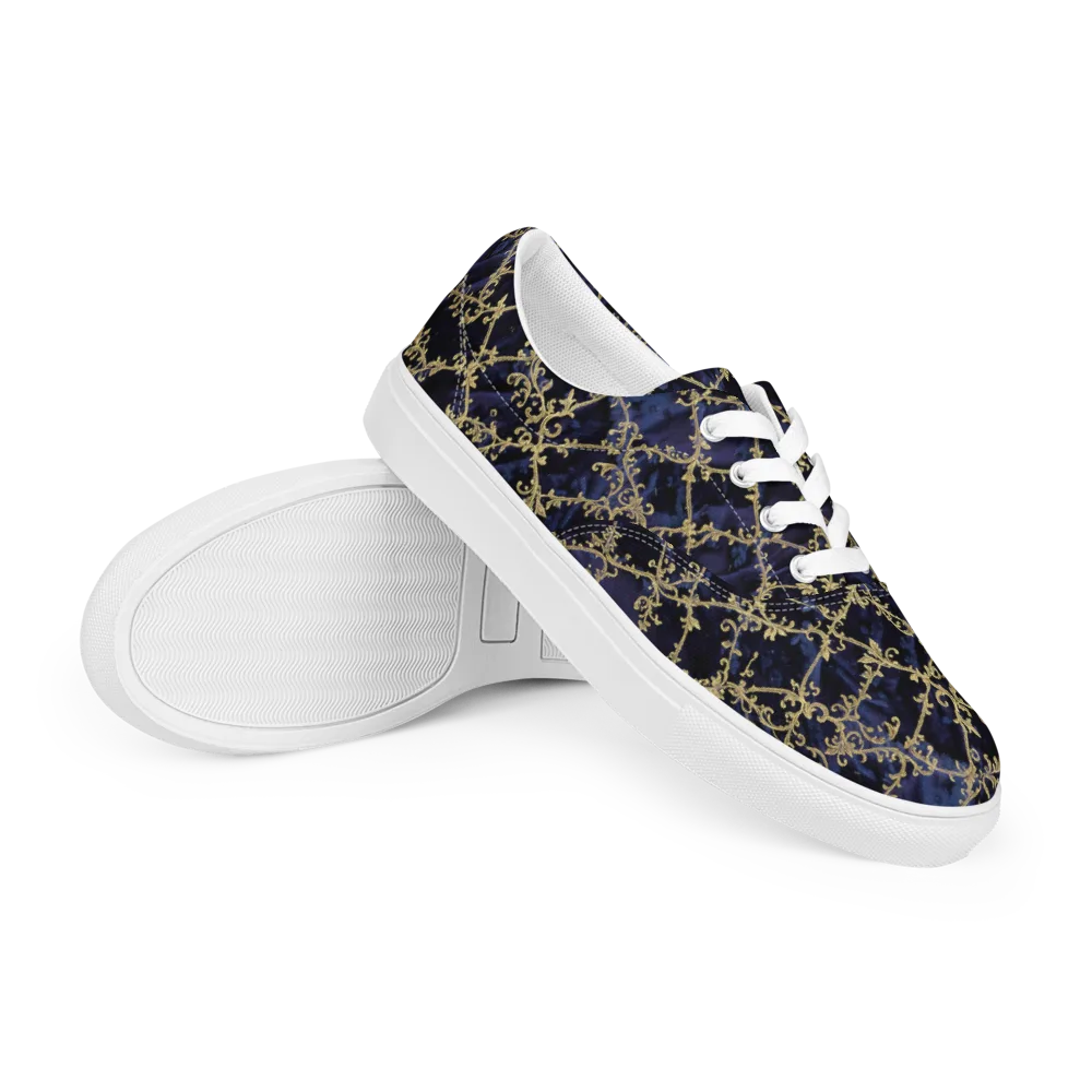Midnight Filigree on Men's Lace-Up Canvas Shoes — Right Front
