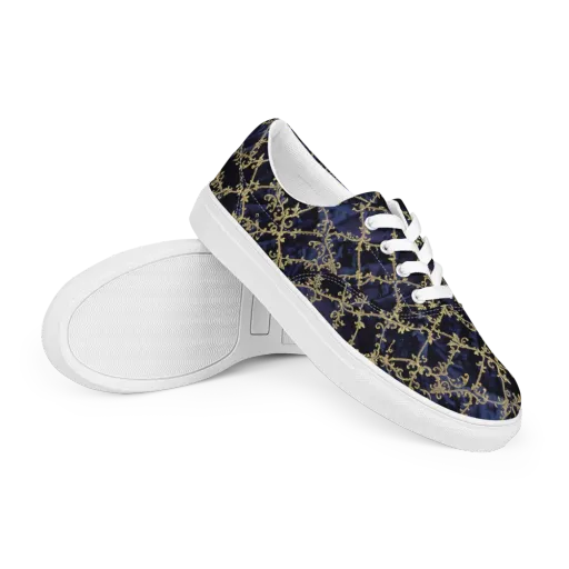Midnight Filigree on a Men's Lace-Up Canvas Shoes