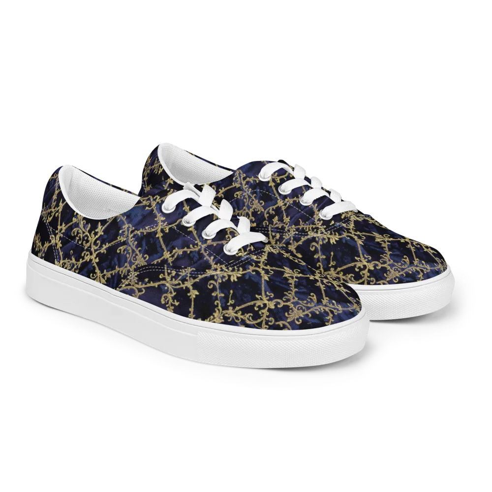 Midnight Filigree on Men's Lace-Up Canvas Shoes — Right Front
