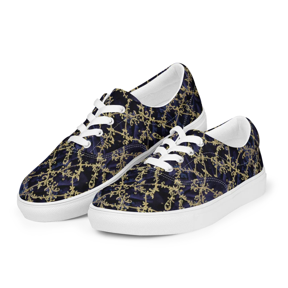 Midnight Filigree on Men's Lace-Up Canvas Shoes — Left Front