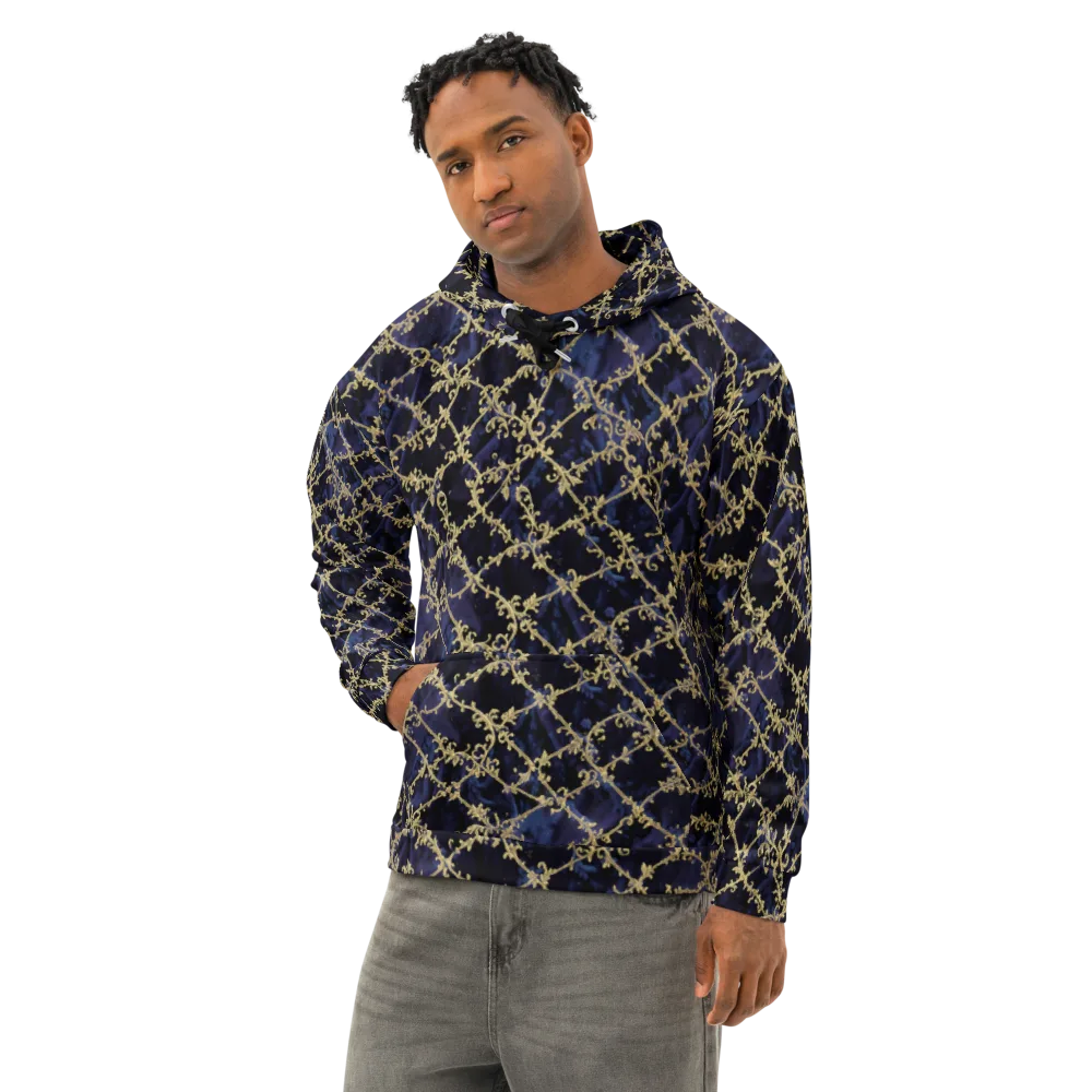Midnight Filigree on Cotton Hoodie — Left Front