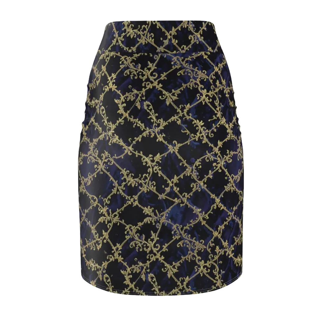 Midnight Filigree on Pencil Skirt — Back