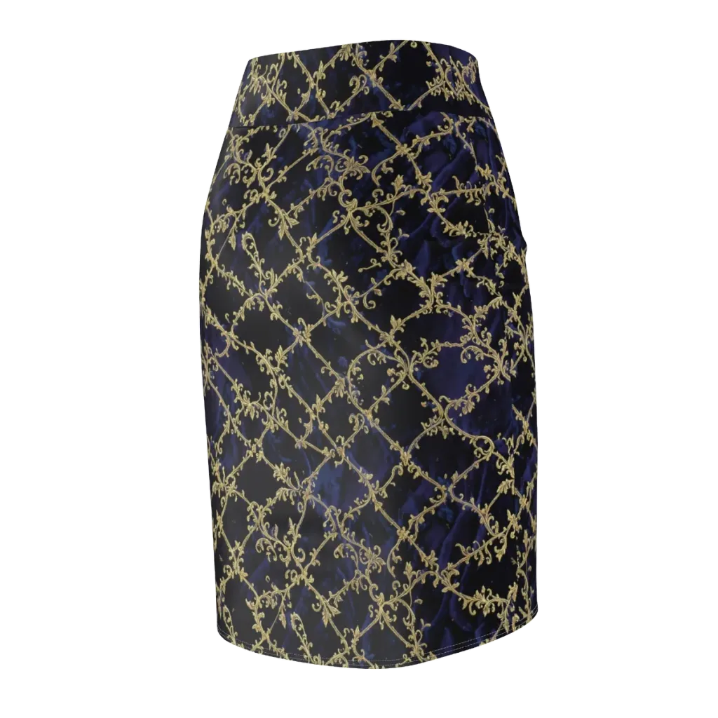 Midnight Filigree on Pencil Skirt — Back Side