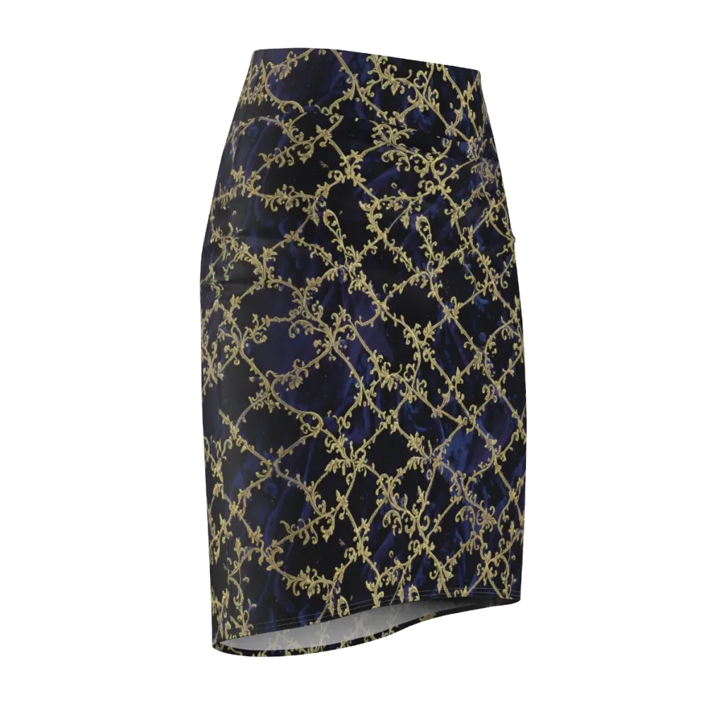 Midnight Filigree on Pencil Skirt — Front Side