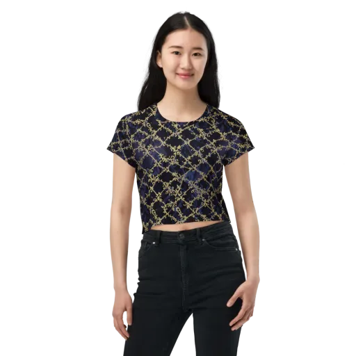 Midnight Filigree on a Crop Tee