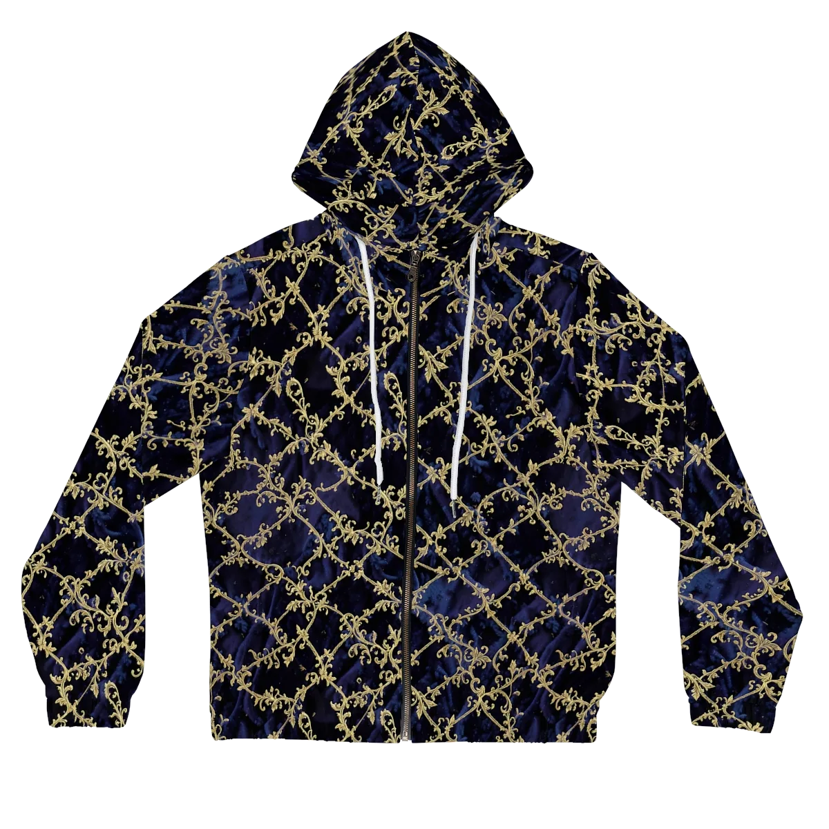 Midnight Filigree on Women's Full-Zip Hoodie — Front