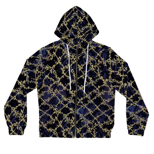 Midnight Filigree on a Women's Full-Zip Hoodie