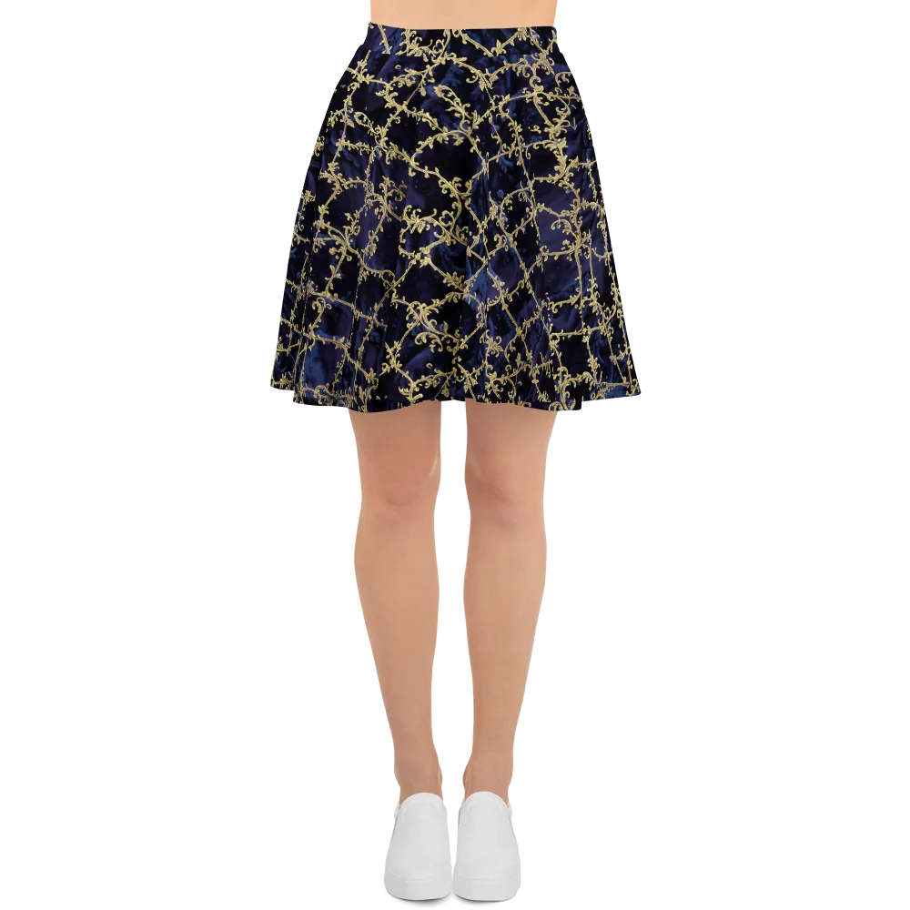 Midnight Filigree on Skater Skirt — Front