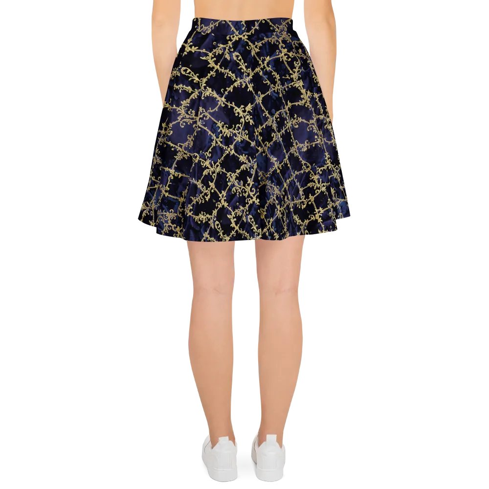 Midnight Filigree on Skater Skirt — Back