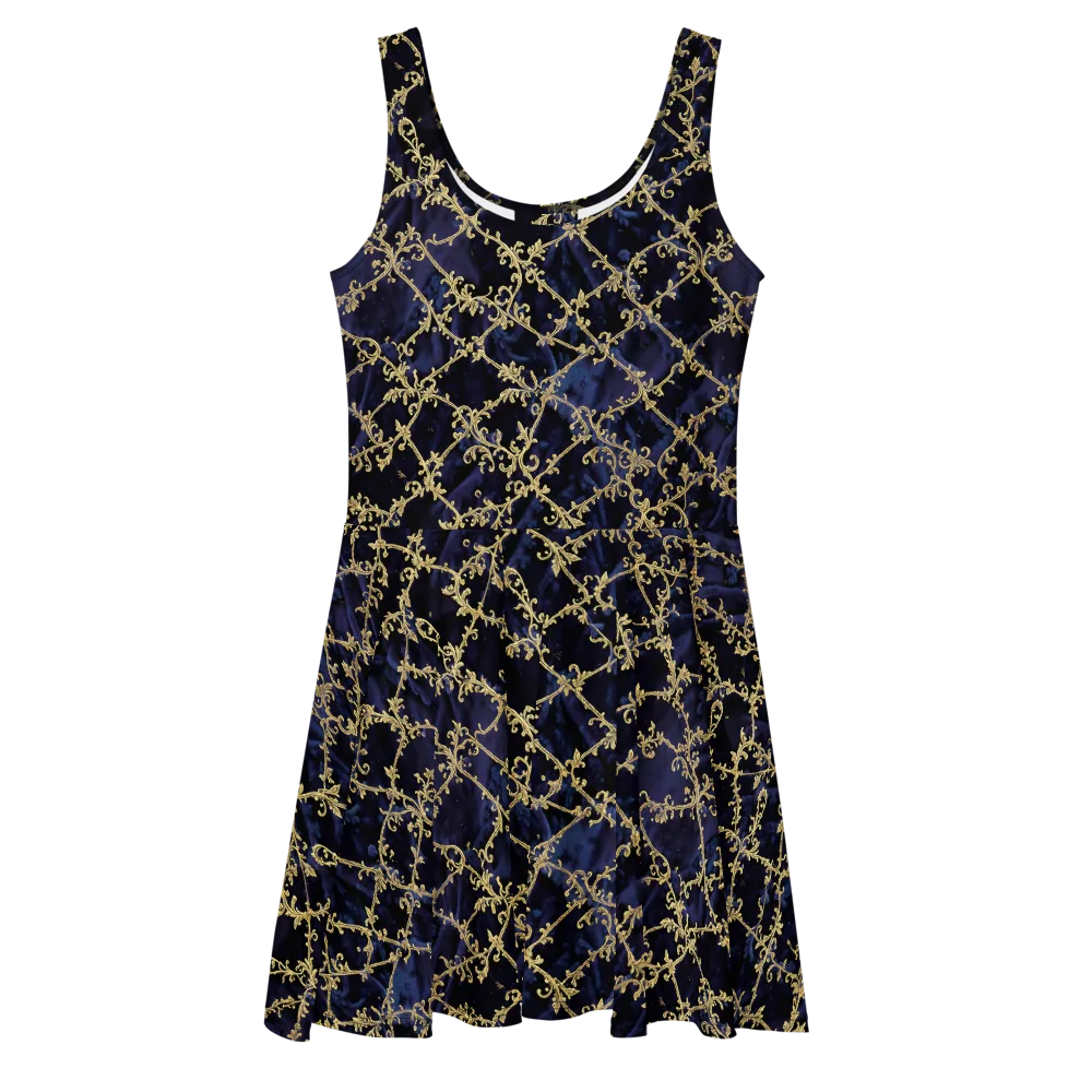 Midnight Filigree on Skater Dress — Front