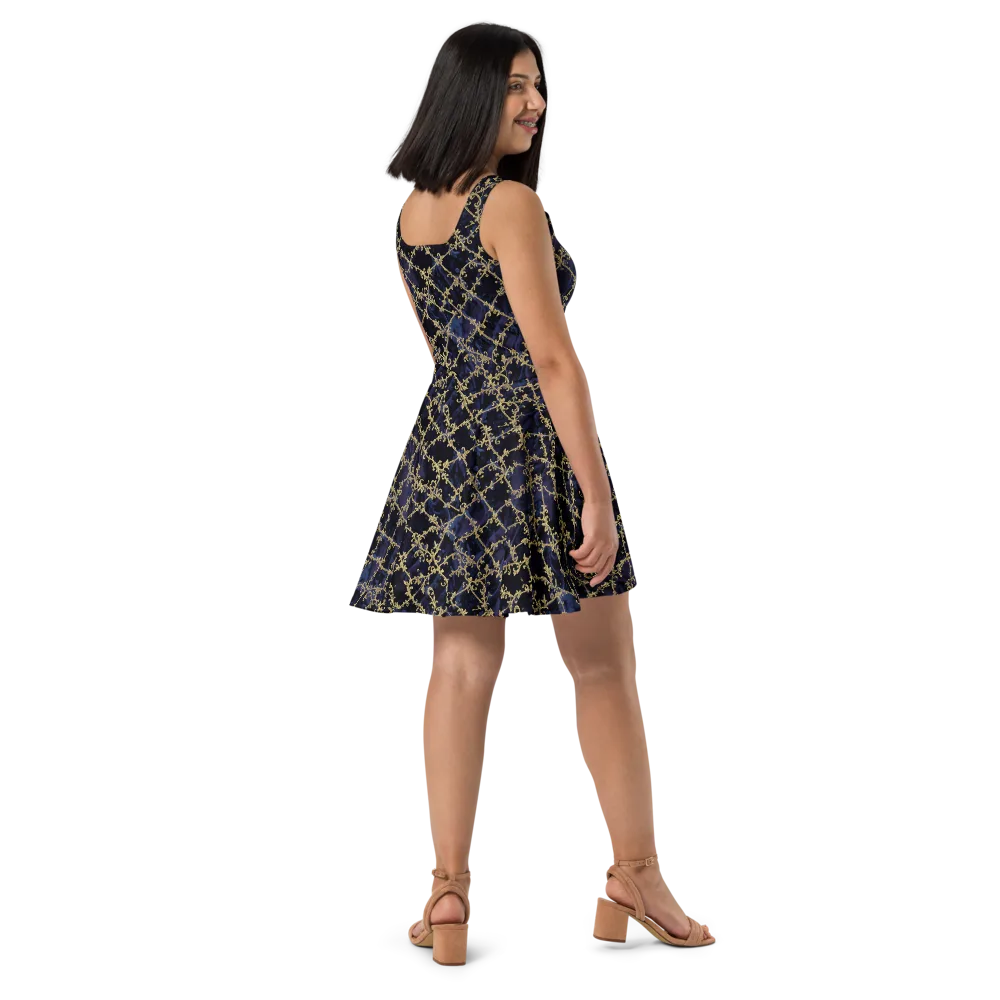 Midnight Filigree on Skater Dress — Right