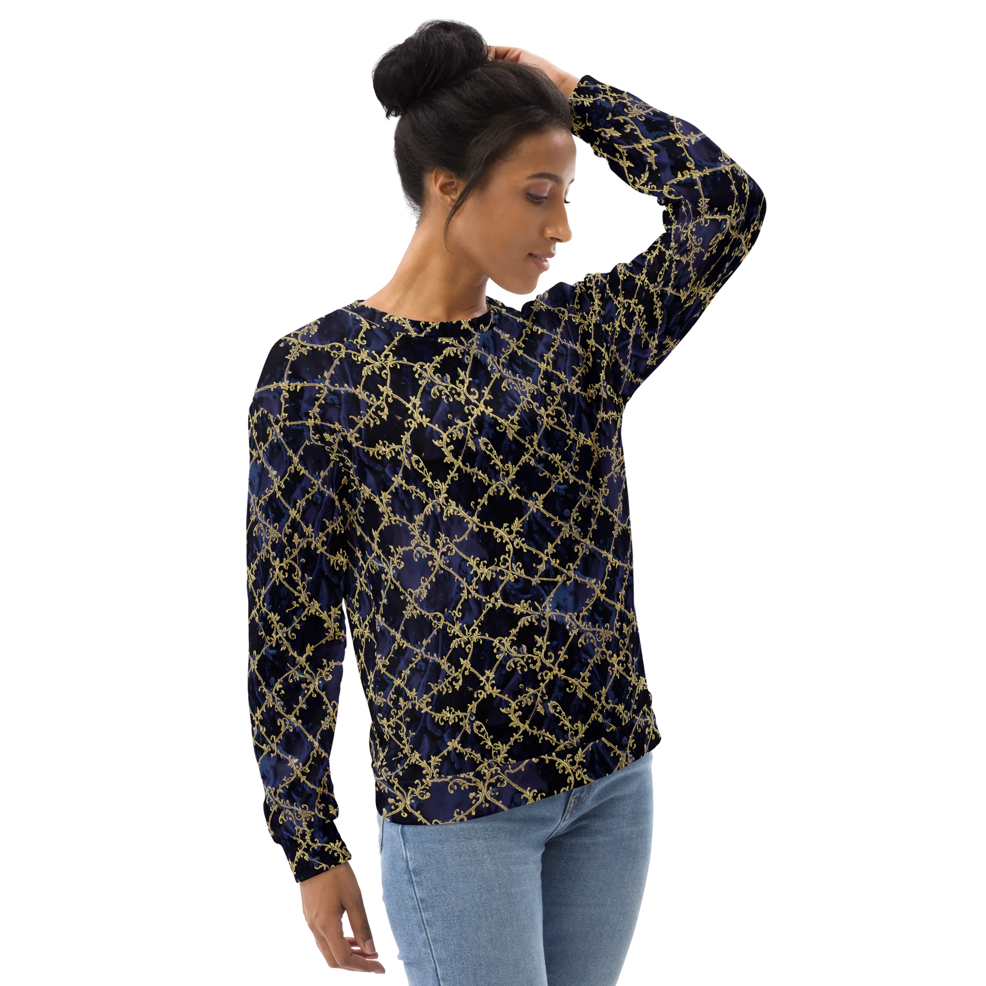 Midnight Filigree on Sweatshirt — Right Front