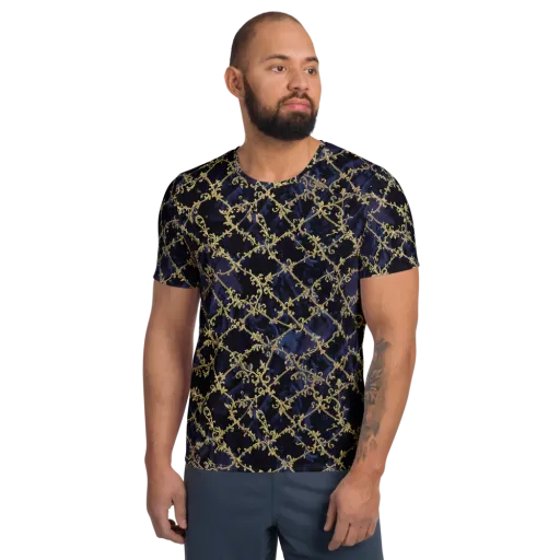 Midnight Filigree on a Men's Athletic T-Shirt
