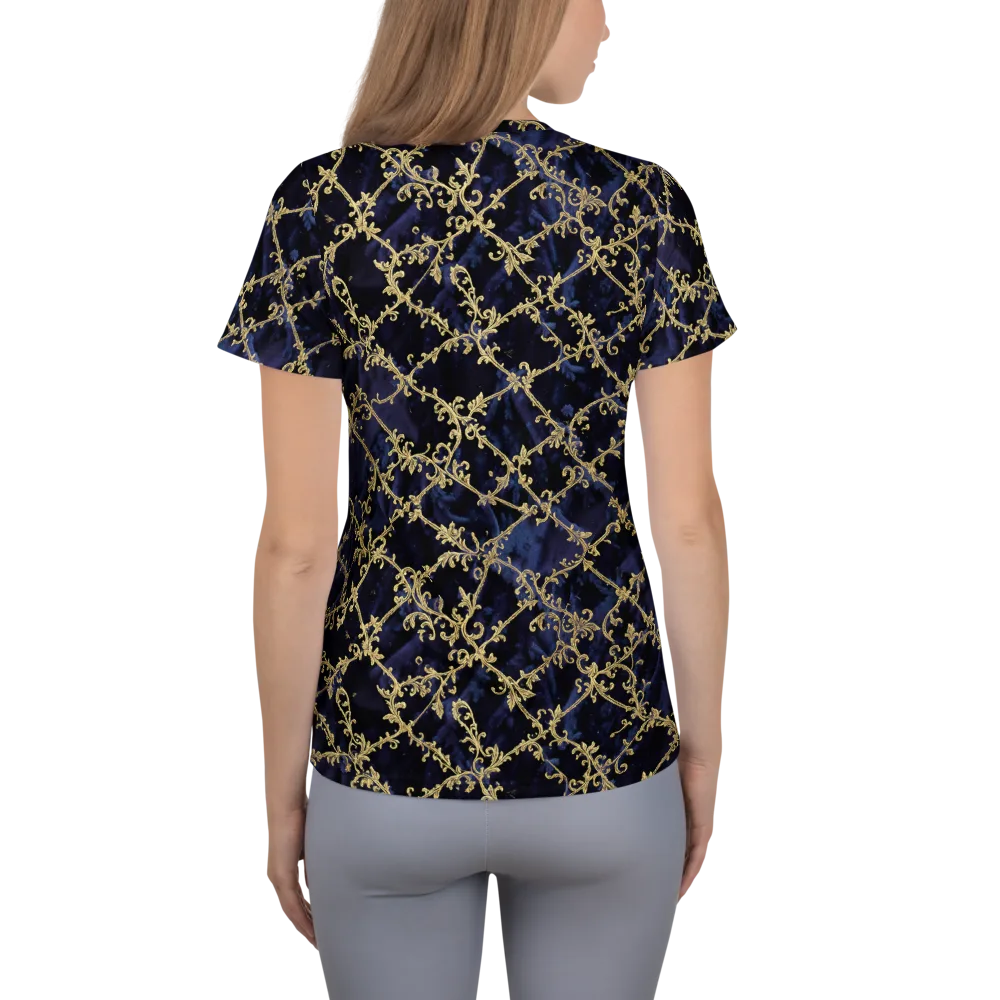 Midnight Filigree on Women's Athletic T-Shirt — Back