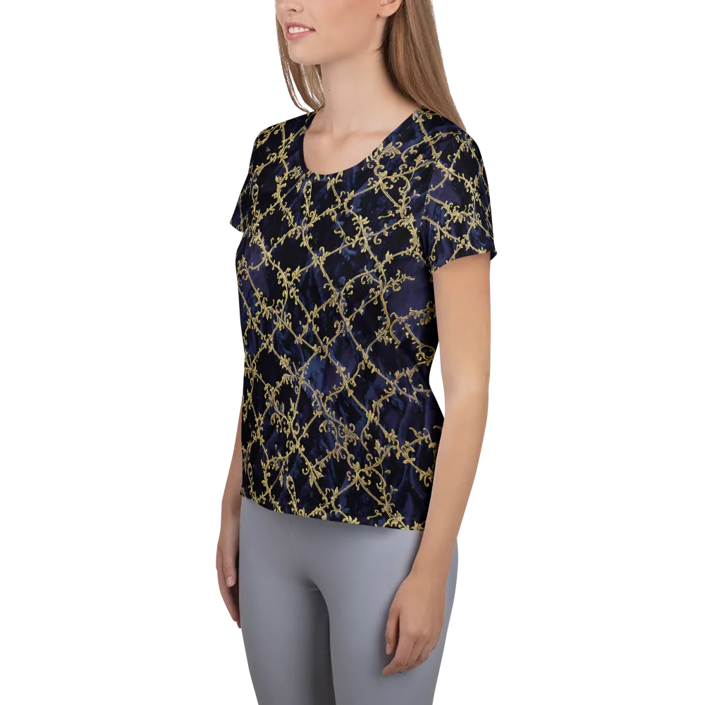 Midnight Filigree on Women's Athletic T-Shirt — Left