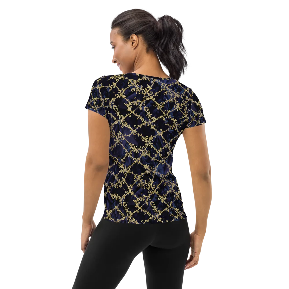 Midnight Filigree on Women's Athletic T-Shirt — Back