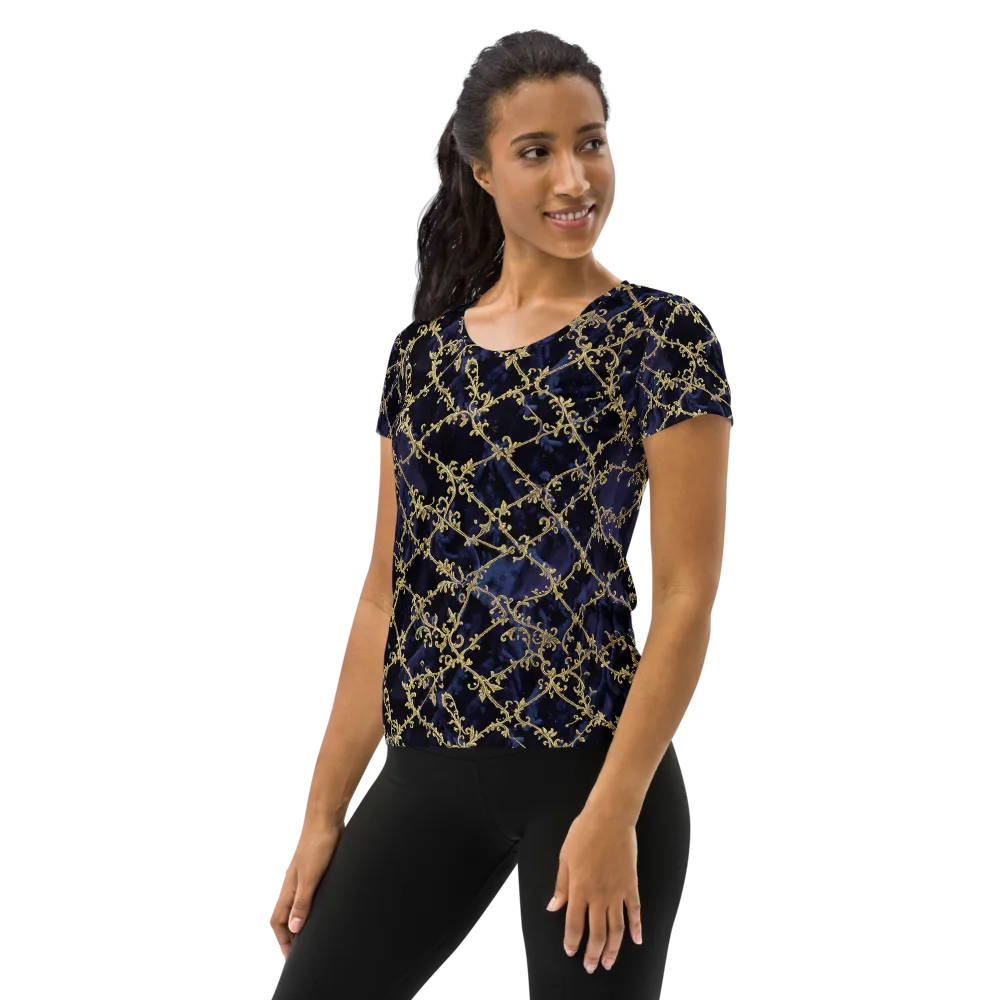 Midnight Filigree on Women's Athletic T-Shirt — Left