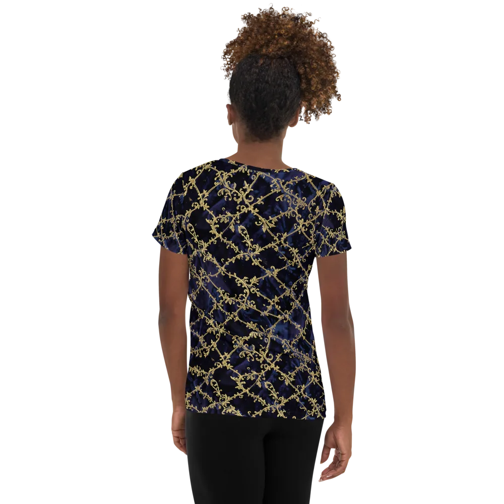 Midnight Filigree on Women's Athletic T-Shirt — Back
