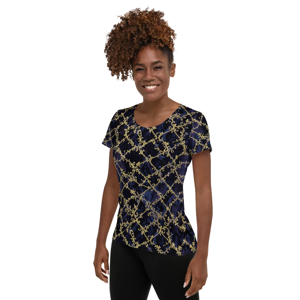 Midnight Filigree on Women's Athletic T-Shirt — Left