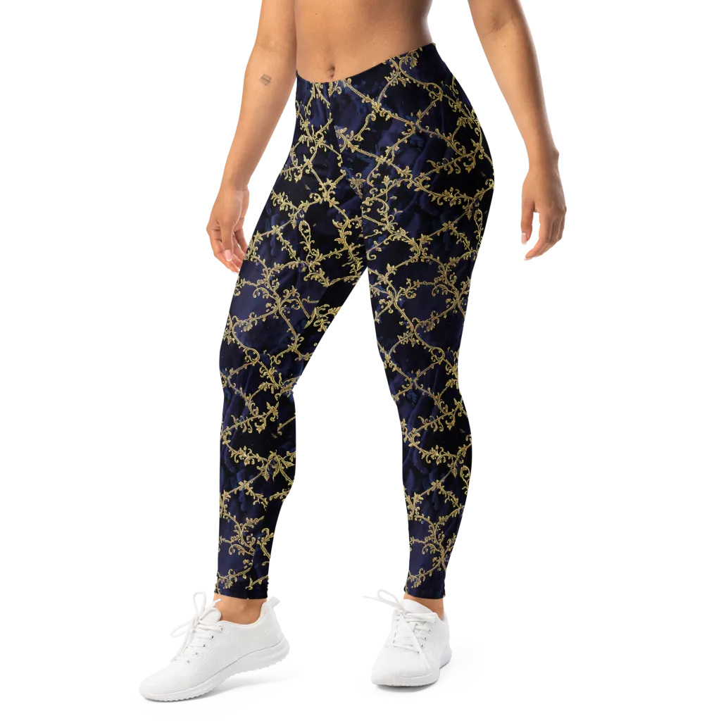 Midnight Filigree on Leggings — Left Front