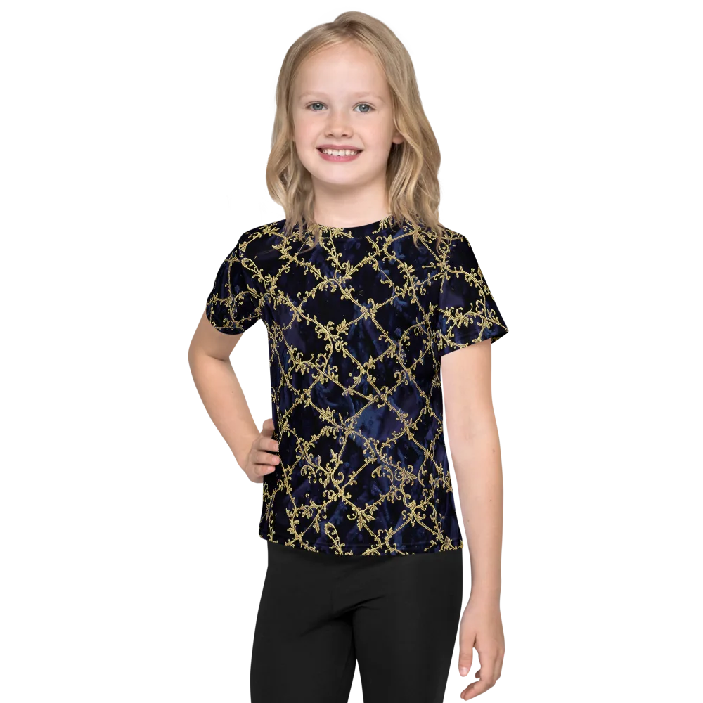 Midnight Filigree on Kids Crew Neck T-Shirt — Front