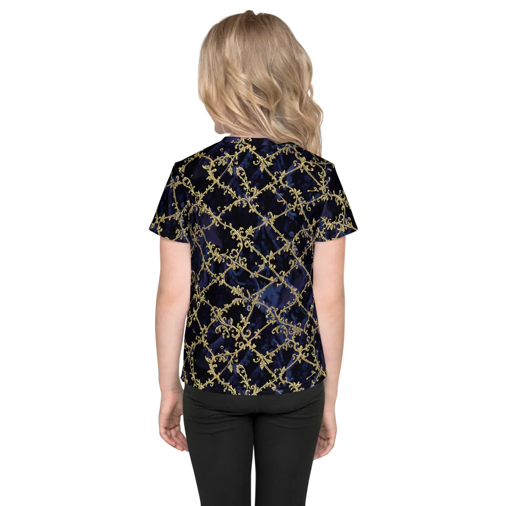 Midnight Filigree on Kids Crew Neck T-Shirt — Back