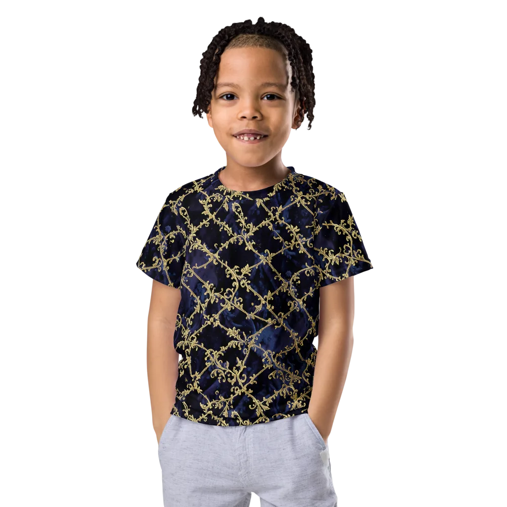 Midnight Filigree on Kids Crew Neck T-Shirt — Front
