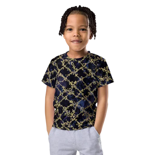 Midnight Filigree on a Kids Crew Neck T-Shirt