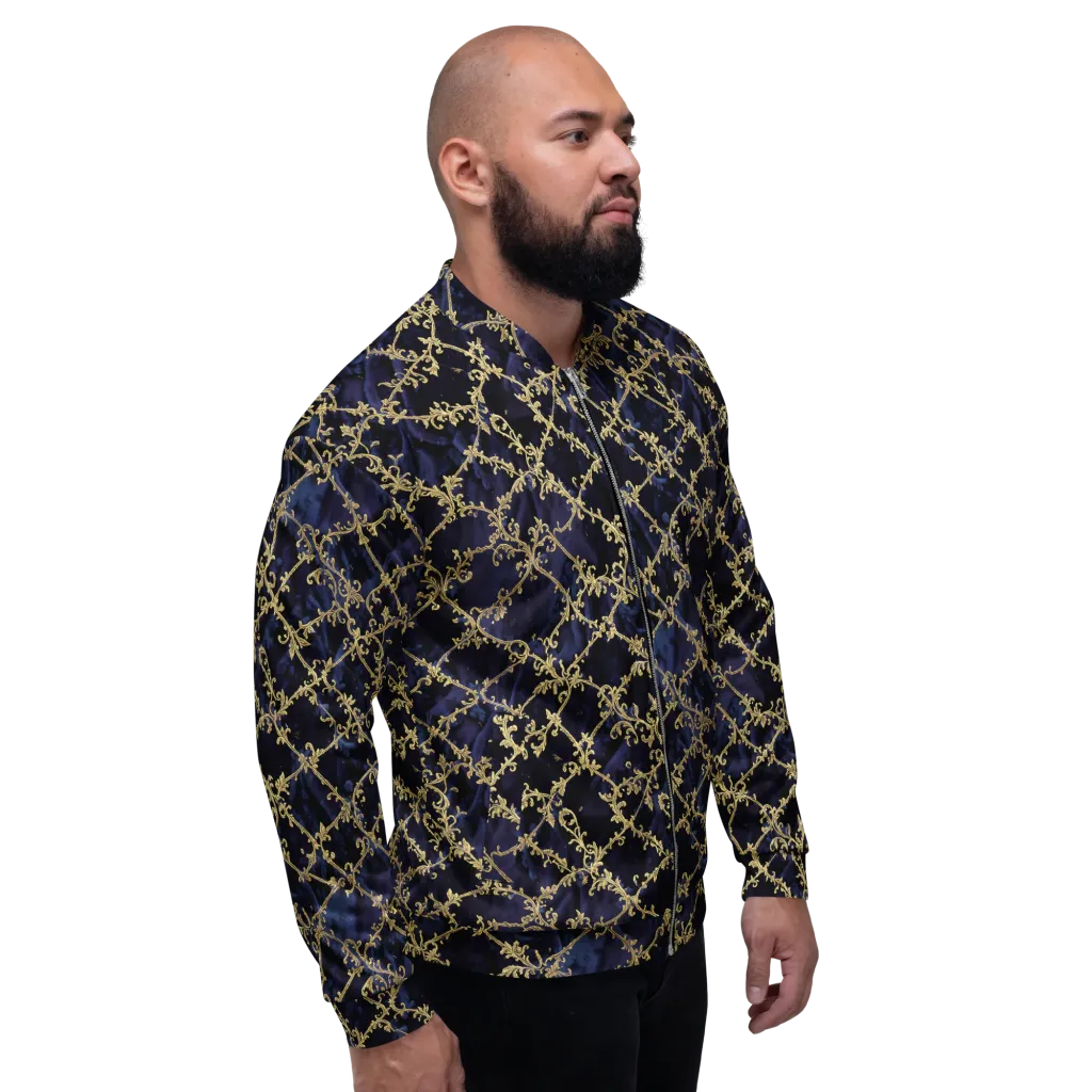 Midnight Filigree on Bomber Jacket — Right