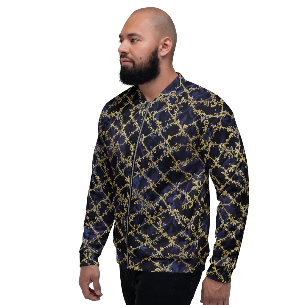 Midnight Filigree on Bomber Jacket — Left