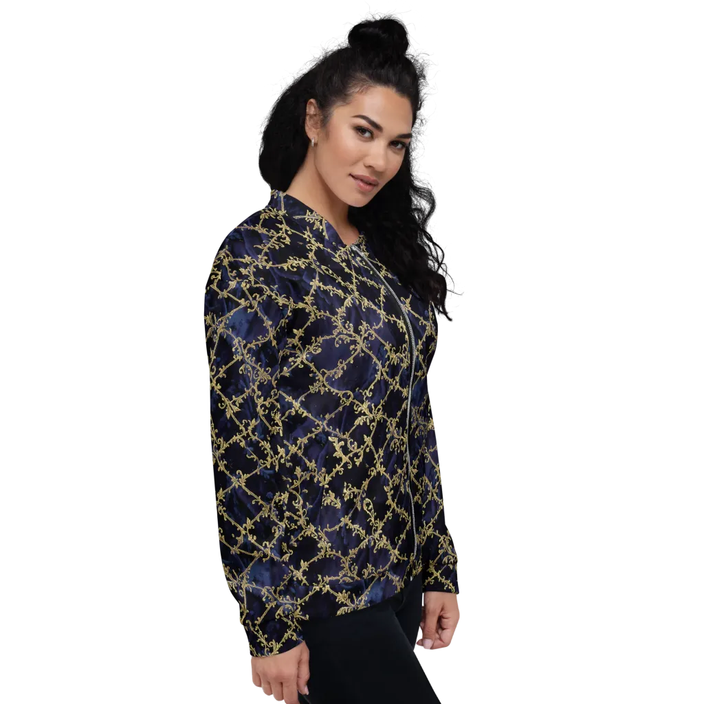 Midnight Filigree on Bomber Jacket — Right