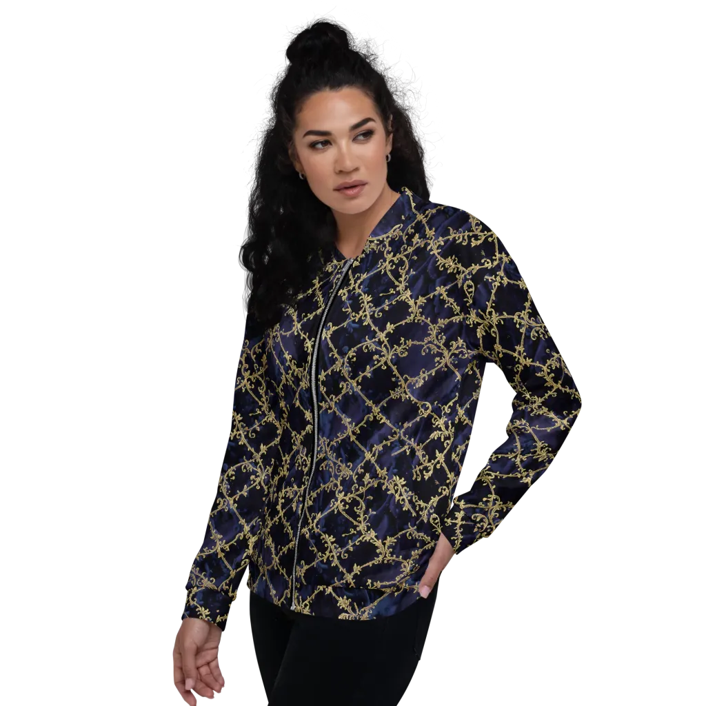 Midnight Filigree on Bomber Jacket — Left