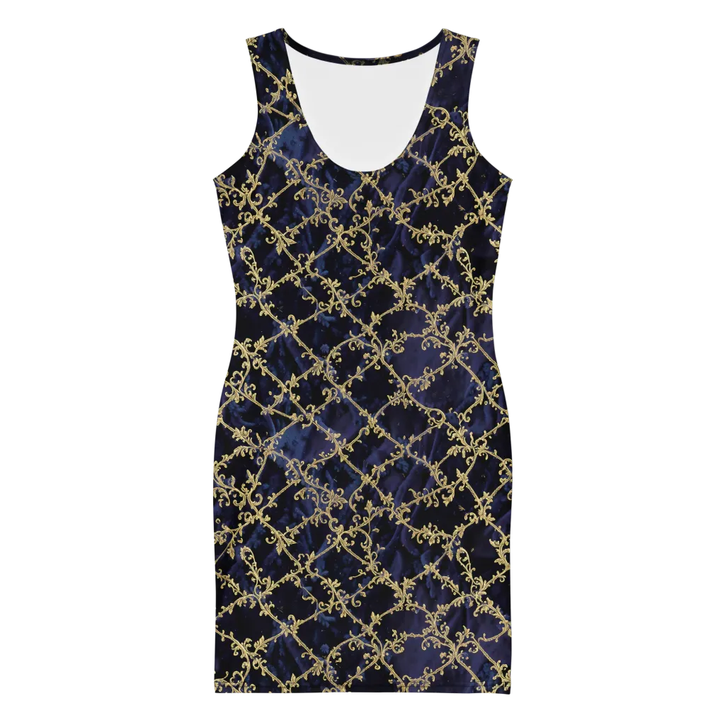 Midnight Filigree on Bodycon Dress — Front