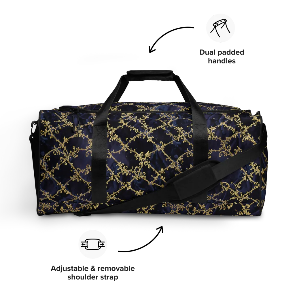 Midnight Filigree on Duffle Bag — Front