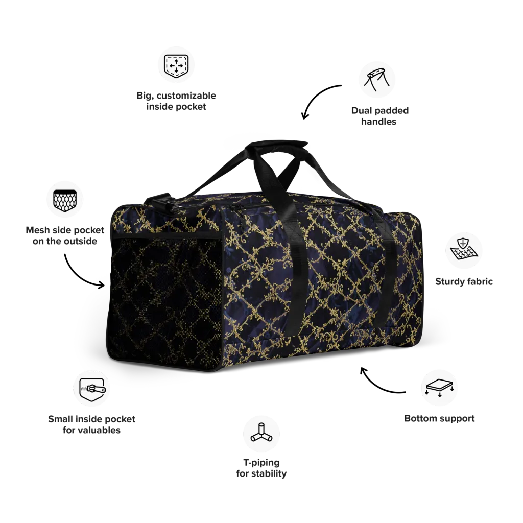 Midnight Filigree on Duffle Bag — Right Front