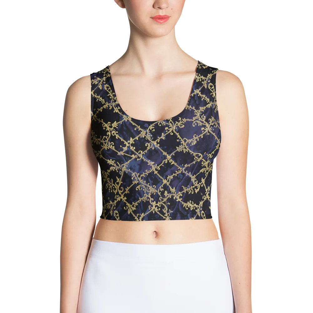 Midnight Filigree on Crop Top — Front