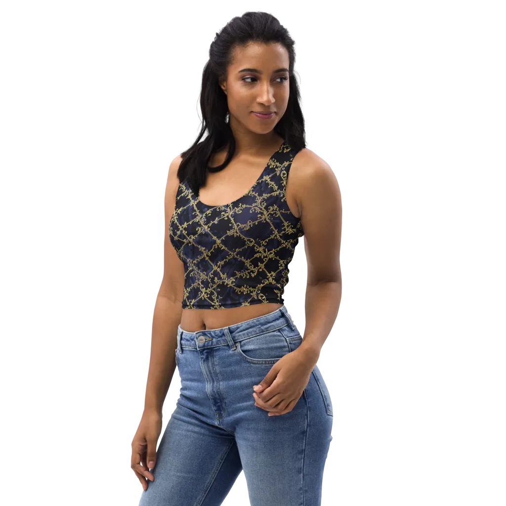 Midnight Filigree on Crop Top — Left Front